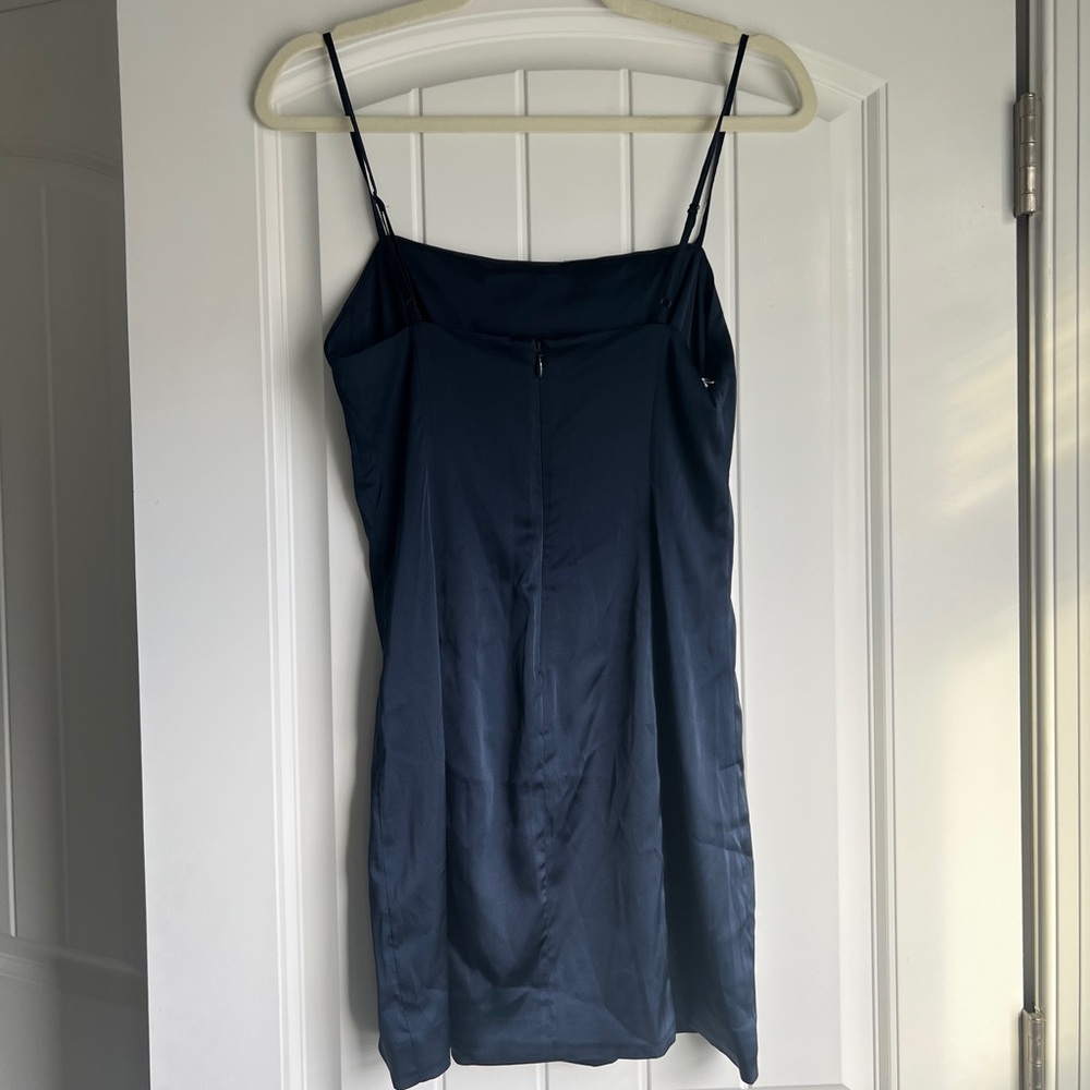Aritzia Satin Dress Navy - Picture 4 of 10